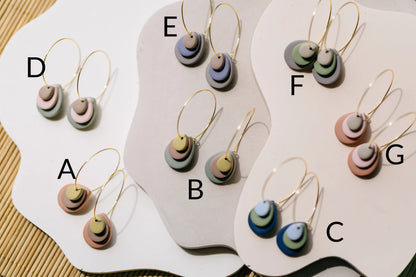 DONNA  - Creole mit drei Tropfen aus  Polymer Ton