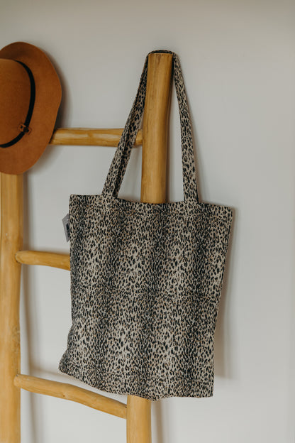 Beige Leo Print Tasche LEO mit Reißverschluss Rückseite
