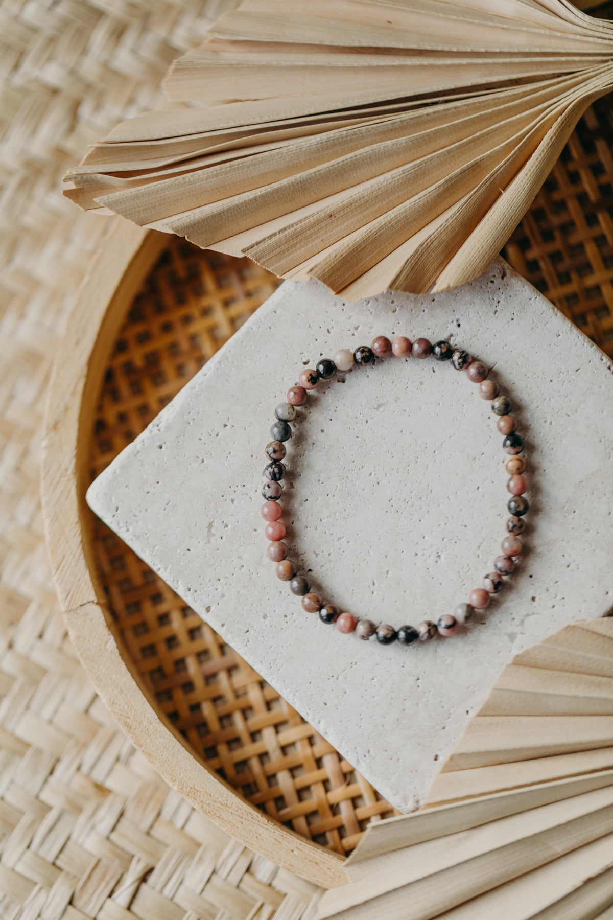 Armband mit Achat Black Vein Edelsteinperlen (4 mm)